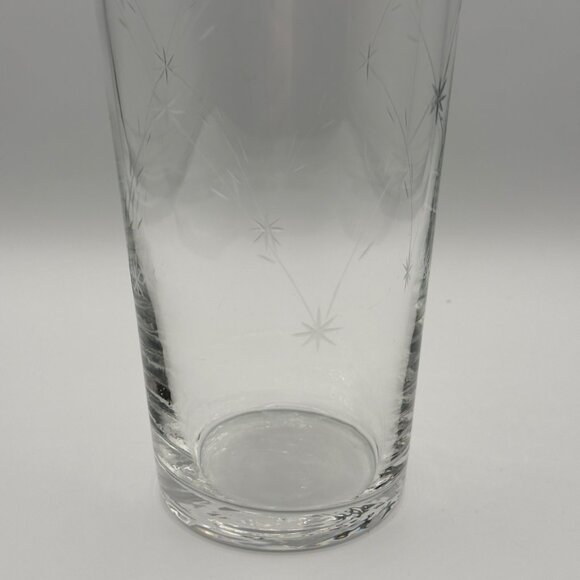 Vintage Mid Century Modern Etched Glass Cocktail Shaker Chrome Lid 10.5” MCM - Picture 9 of 16